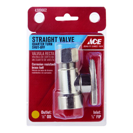 Ace FIP Compression Brass Straight Stop Valve
