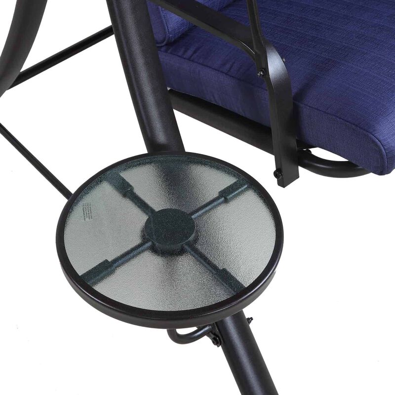 Living Accents 3 person Black Steel Swing Navy Blue Stine Home + Yard