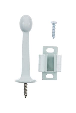 Ace 3 in. W Metal White Rigid Door Stop w/Holder Mounts to door and wall 5/32 in.