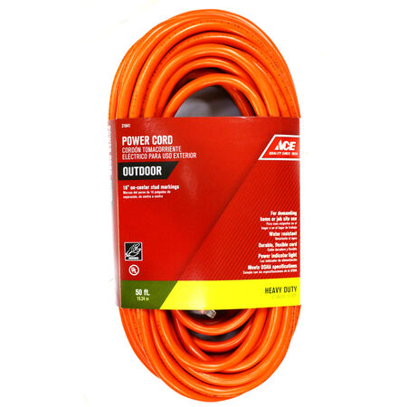 Ace Outdoor 50 ft. L Orange Extension Cord 12/3 SJTW