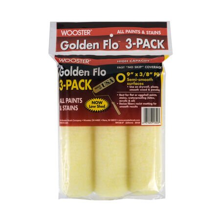 Wooster Golden Flo Fabric 3/8 in. x 9 in. W Paint Roller Cover 3 pk