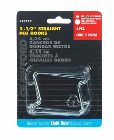 Crawford 2.5 in. Silver Chrome Plated Straight Peg Hook 5