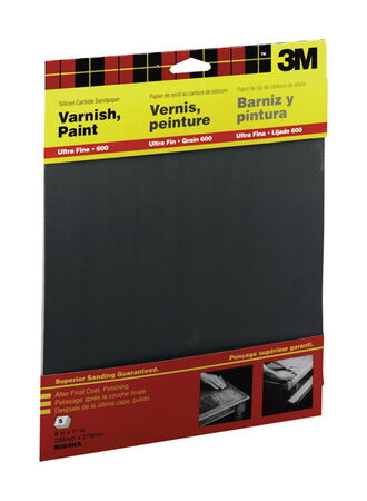 3M Silicon Carbide Sandpaper 11 in. L 600 Grit Ultra Fine 5 pk