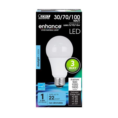 Feit Enhance A19 E26 (Medium) LED Bulb Daylight 30/70/100 Watt Equivalence 1 pk