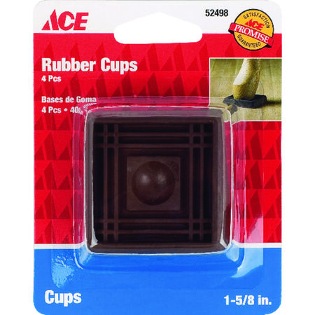 Ace Rubber Caster Cup Brown Square 1-1/2 in. W X 1-1/2 in. L 4 pk