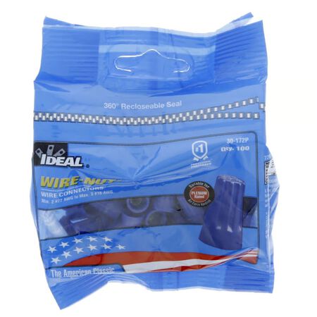 Ideal Industries Insulated Wire Wire Connector Blue 100 Pack