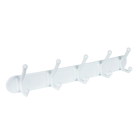 Homz 18.38 in. L White Plastic Large 5-Hook Rack 5 lb. cap. 1 pk