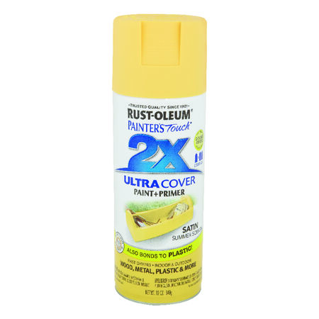 Rust-Oleum Painter's Touch 2X Ultra Cover Satin Summer Squash Paint+Primer Spray Paint 12 oz