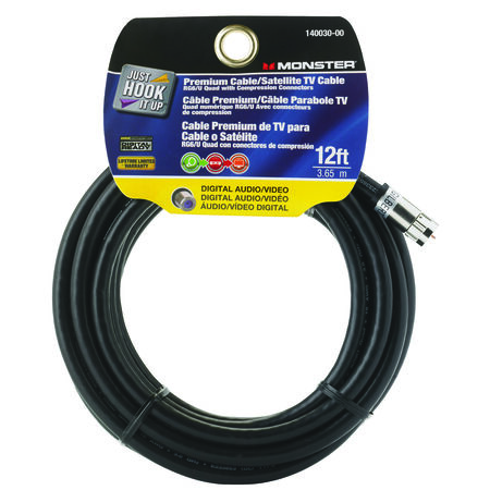 Monster Just Hookit Up 12 ft. L Weatherproof Video Coaxial Cable