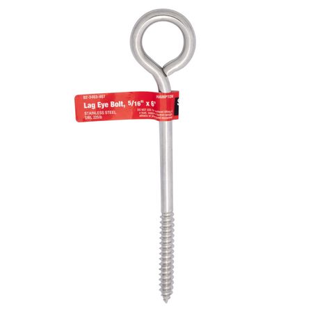 Hampton 5/16 in. X 6 in. L Stainless Stainless Steel Lag Thread Eyebolt