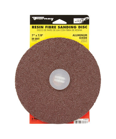 Forney 7 in. Aluminum Oxide Adhesive Sanding Disc 24 Grit 3 pk