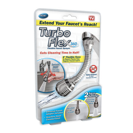 Turbo Flex 360 As Seen On TV For Universal Metallic Chrome Kitchen Faucet Sprayer