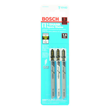 Bosch 4 in. High Speed Steel T-Shank Jig Saw Blade 14 TPI 3 pk