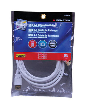 Monster 6 ft. L White USB Cable Extensions