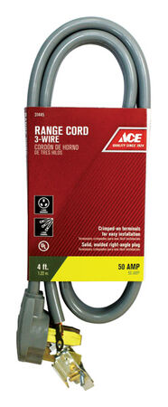 Ace 6/2 8/1 SRDT 250 volts Range Cord 3 Wire 4 ft. L Gray