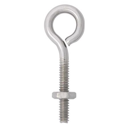 Hampton 3/16 in. X 2 in. L Stainless Stainless Steel Eyebolt Nut Included