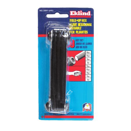 Eklind 5/64 to 1/4 in. SAE Fold-Up Hex Key Set 9 pc