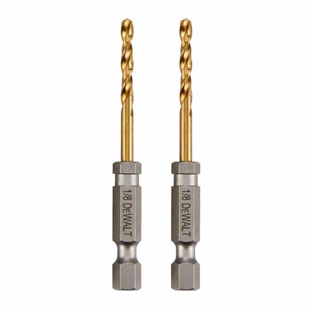 DeWalt 1/8 in. X 2-5/8 in. L Titanium Drill Bit Hex Shank 2 pk