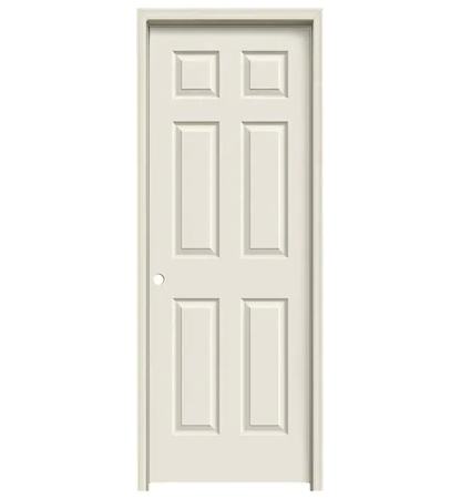Colonist 28" x 80" Single Prehung Interior Door Unit - Primed 6-Panel Hollow Core Right Hand