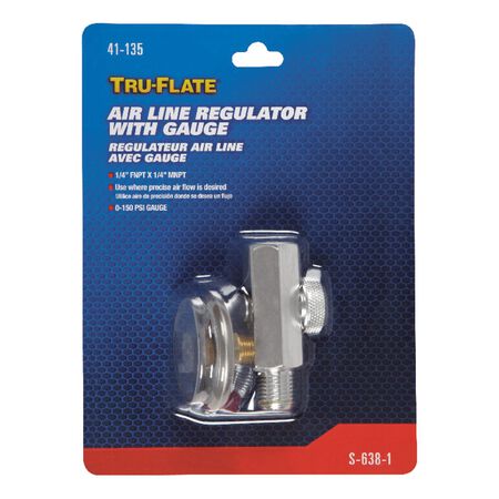 Tru-Flate Steel Air Line Regulator with Gauge 1/4 in. NPT 150 psi 1 pc