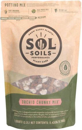 Sol Soils Chunky Orchid Potting Mix - 100% Peat-Free, Lightweight, and Aerated with Coconut Husk, Perlite & Recycled Forest Products for Fast Draining, Healthy Orchids - 2 Quarts