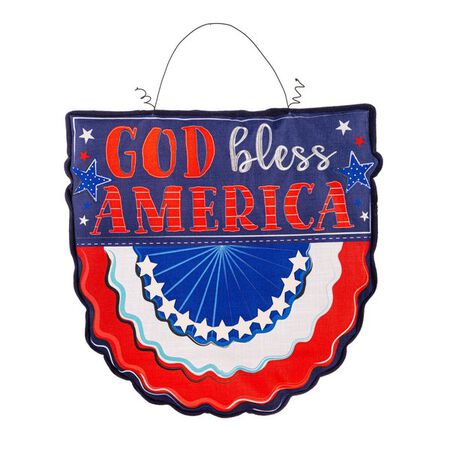 Evergreen Patriotic God Bless America Bunting Estate Door Décor