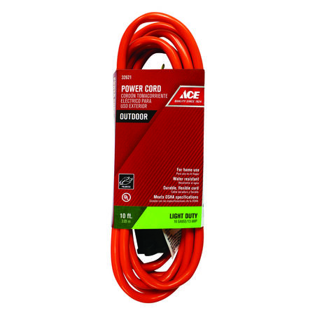 Ace Indoor or Outdoor 10 ft. L Orange Extension Cord 16/2 SJTW