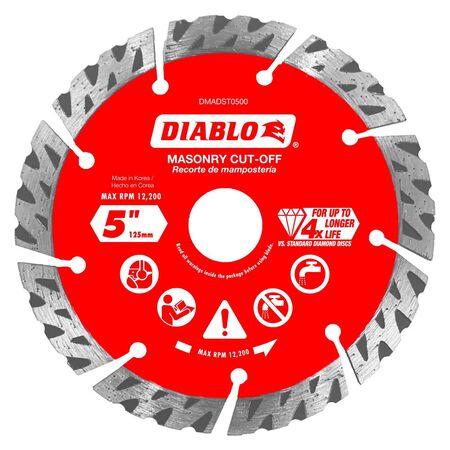 Diablo 5 in. D X 7/8 in. Diamond Segmented Turbo Masonry Cut-Off Disc 1 pk