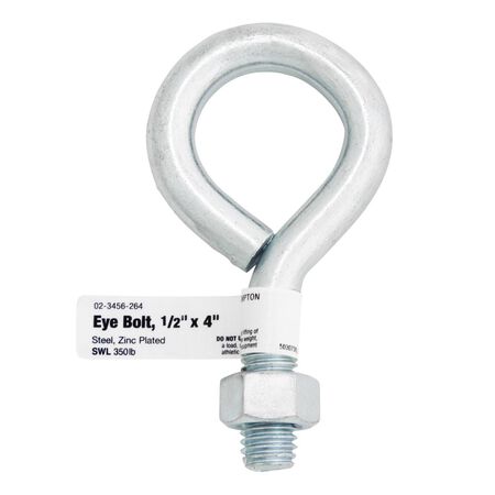 Hampton 1/2 in. X 4 in. L Zinc-Plated Steel Eyebolt Nut Included
