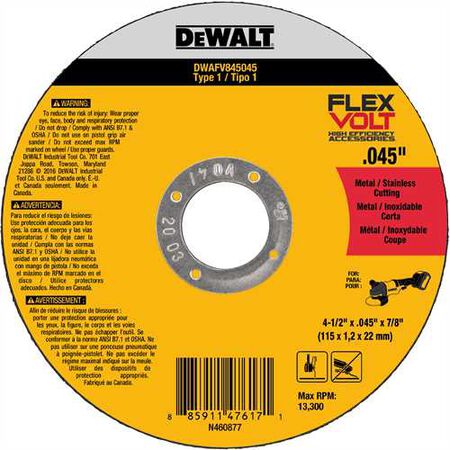  4-1/2" x .045" x 7/8" T1 Flexvolt Cutting Wheel