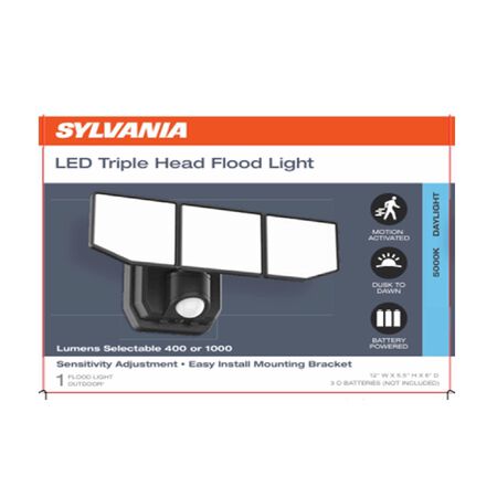 Sylvania Motion-Sensing Battery Powered LED Black Security Light