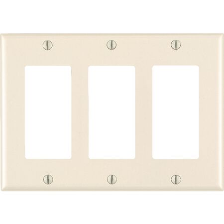 Leviton Almond 3 gang Thermoset Plastic Decorator Wall Plate 1 pk