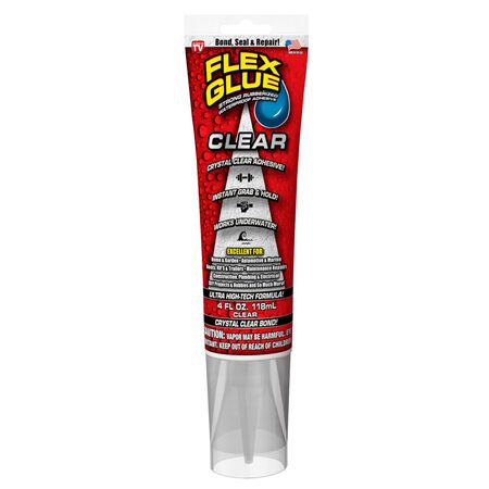Flex Seal Family of Products Flex Glue Clear Rubberized Waterproof Adhesive 4 oz
