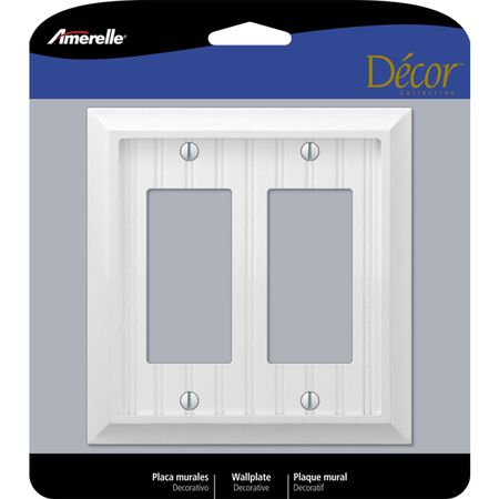 Amerelle Cottage White 2 gang Wood Decorator Wall Plate 1 Pack