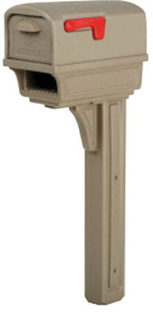 Solar Group Gibraltar Gentry Plastic Post Mounted Mailbox with Post Mocha 21-3/4 in. L x 50 i