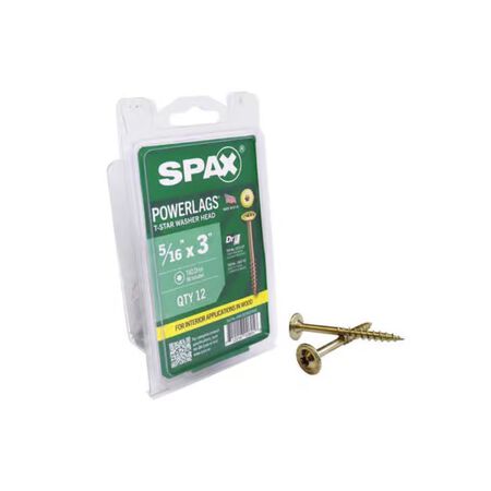 SPAX PowerLags 5/16 in. x 3 in. L Washer Yellow Zinc Carbon Steel Lag Screw 12 Pack
