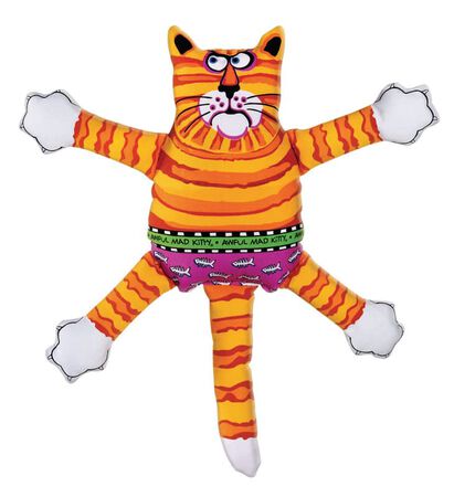 Fat Cat Multicolored Nylon Terrible Nasty Scaries Squeak Dog Toy Mini 1 pk