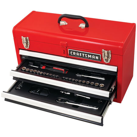 Craftsman 1/4 and 3/8 in. drive S Metric and SAE 6 and 12 Point Mechanic's Tool Set 104 pc