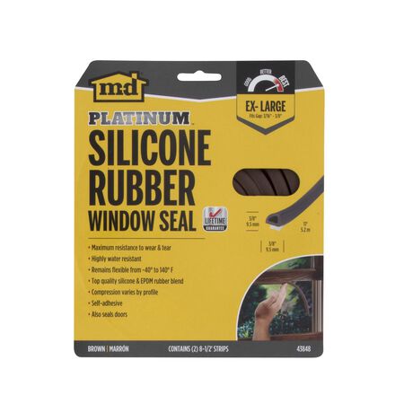 M-D Brown Rubber Weatherstrip For Windows 17 ft. L X 3/8 in.