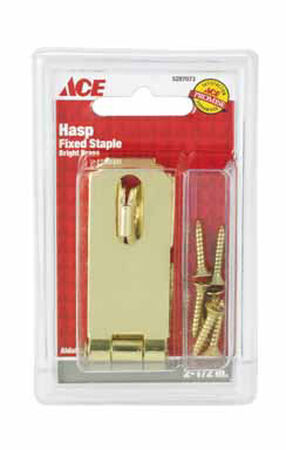Ace Bright Brass Fixed Staple Safety Hasp 2-1/2 in. L