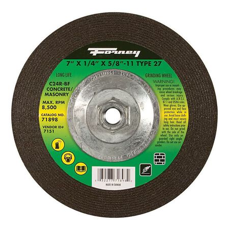Forney 7 in. D X 5/8 in. in. Masonry Grinding Wheel