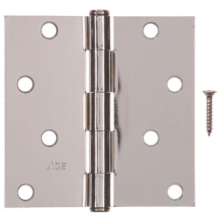 Ace 4 in. L Chrome Residential Door Hinge 3 pk