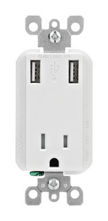 Leviton Decora Receptacle and USB Charger 15 amps 5-15R White