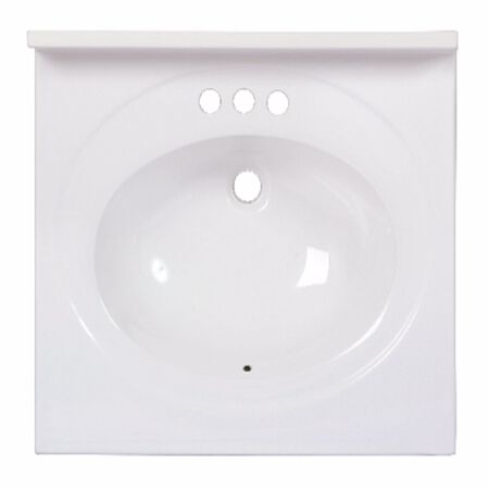 Arstar Standard Cultured Marble Bathroom Sink 25 in. W X 22 in. D White