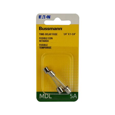 Bussmann 5 amps Time Delay Glass Fuse 2 pk