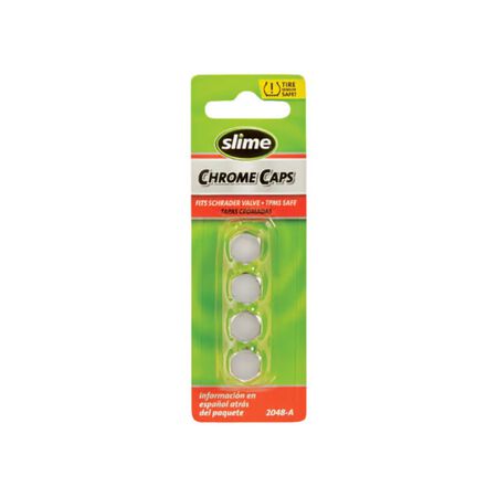 Slime Chrome Tire Valve Caps Silver