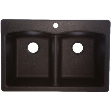 Franke Composite Granite Dual Mount 33 in. W X 22 in. L Double Bowl Kitchen Sink Onyx