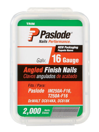 Paslode 1-1/2 in. L 16 Ga. Galvanized Angled Finish Nails 2 000 pk