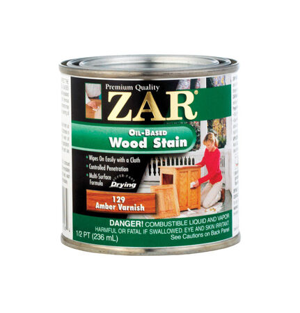 ZAR Semi-Transparent Oil-Based Wood Stain Amber Varnish Tintable 1/2 pt.