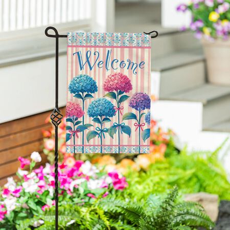 Evergreen Vintage Hydrangea Burlap Garden Flag